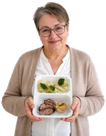 Grażyna z pudełkiem cateringu Eat Fit